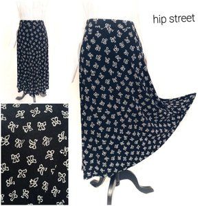 LOFT Bow Print Stretch Midi Skirt S